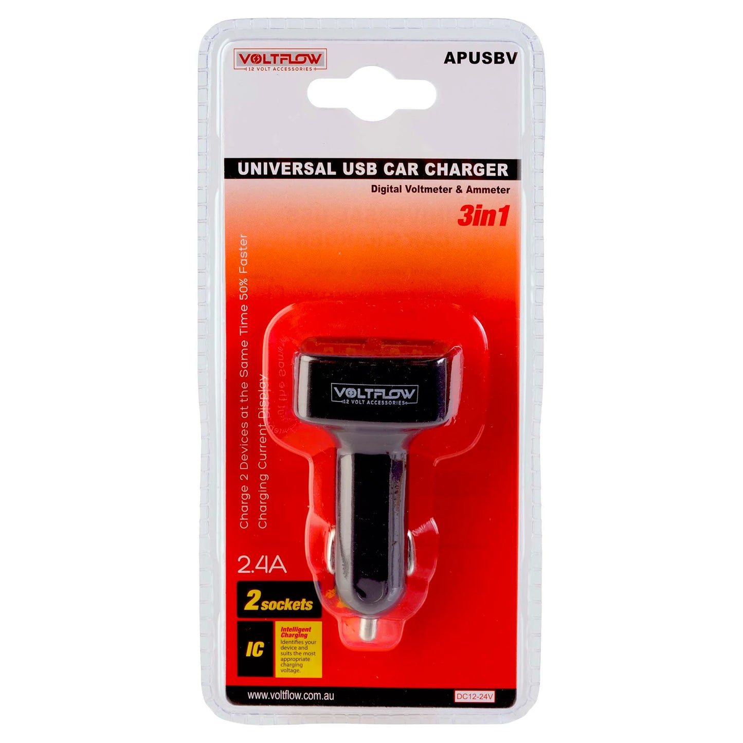 VoltFlow 12V Volt Gauge Accessory Plug Style With Dual USB