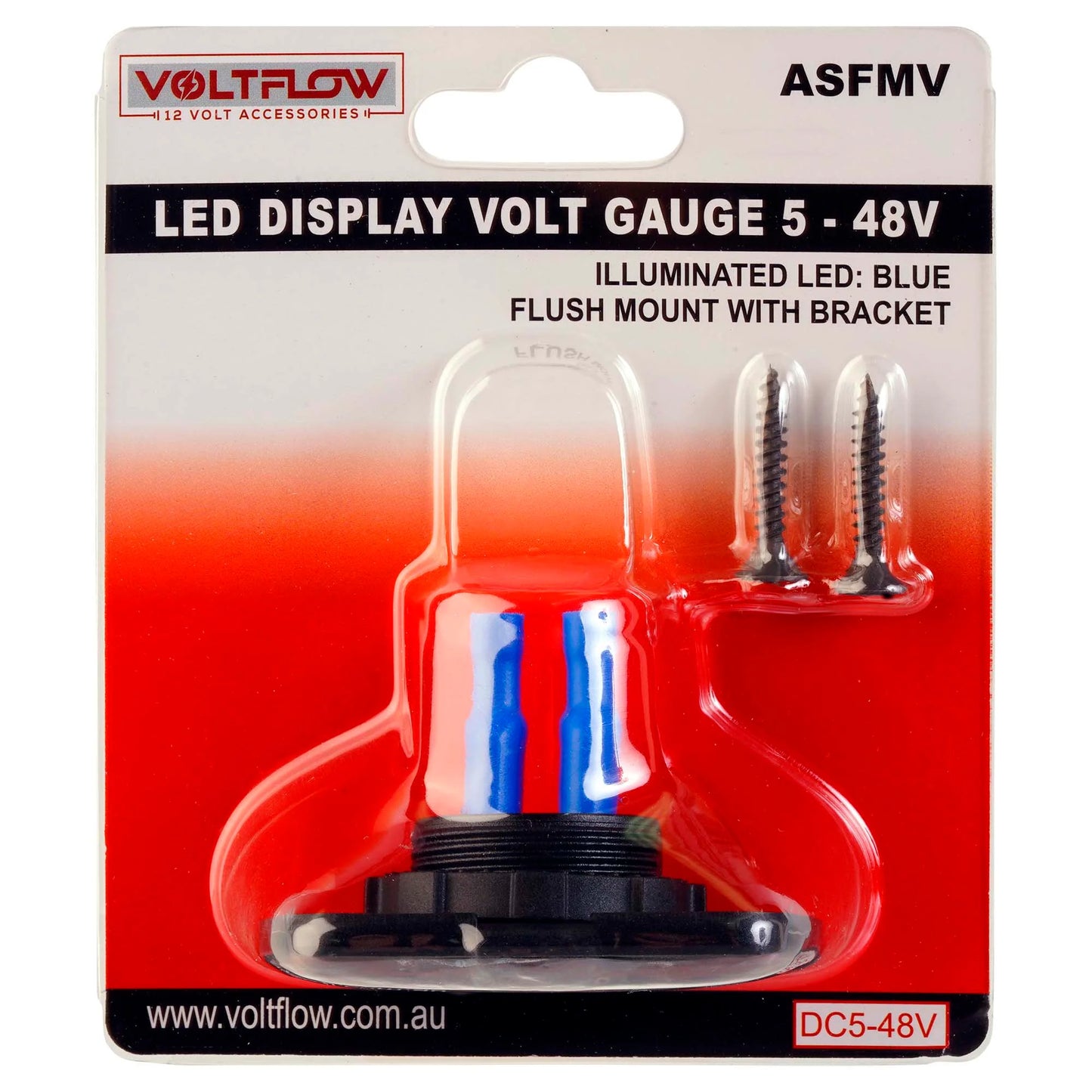 VoltFlow 12V Volt Gauge Flush Mount with Blue LED