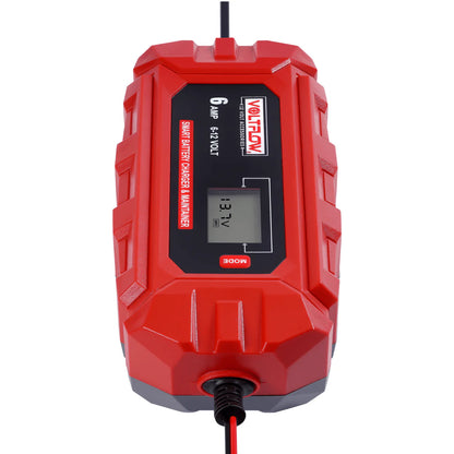 Voltflow 6Amp Smart Battery Charger & Maintainer 6-12V 10-Stage Lithium Capable - Mid Size Batteries