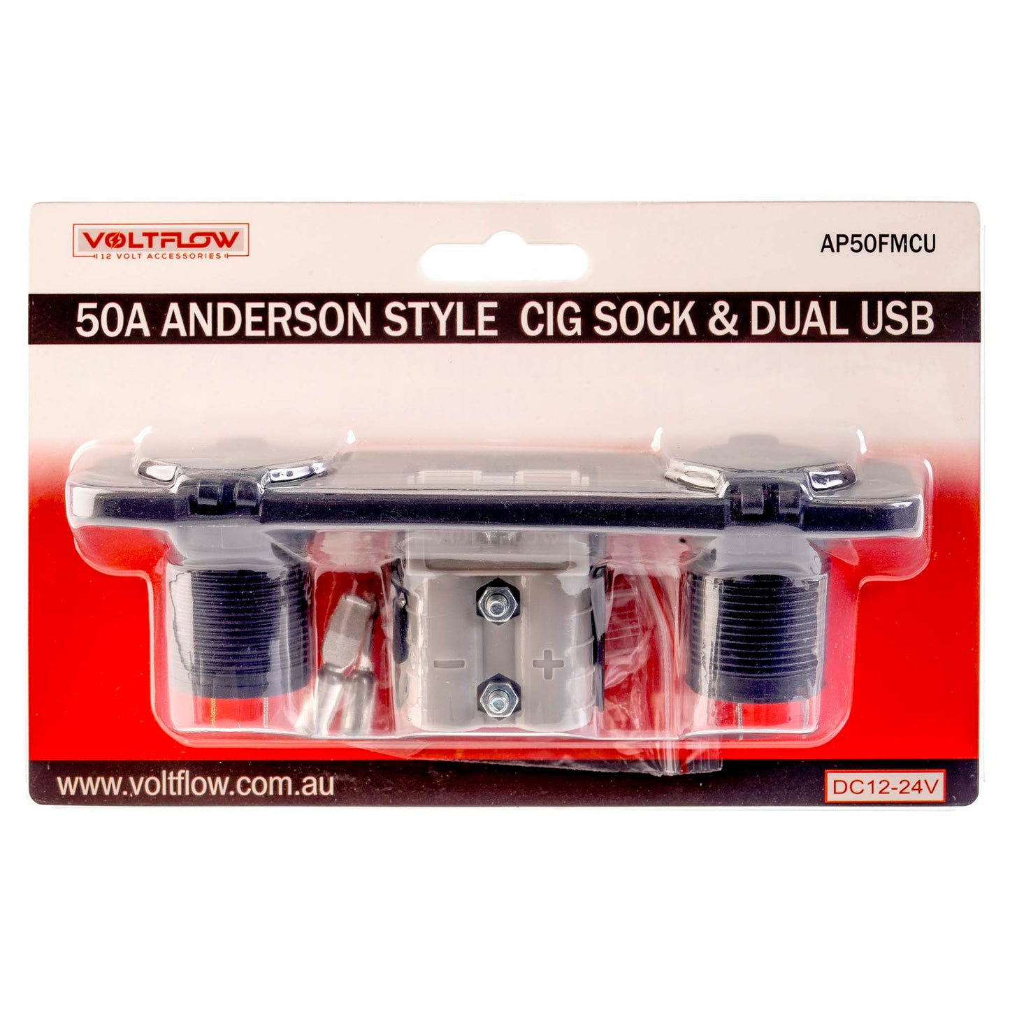 VoltFlow Flush Mount with 12V Anderson Style Plug with Dual USB & Accessory Socket