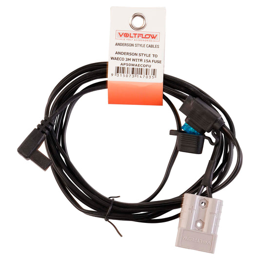VoltFlow 12V Anderson Style Plug To Waeco or Dometic Fridge Plug 3metre With 15 AMP Fuse