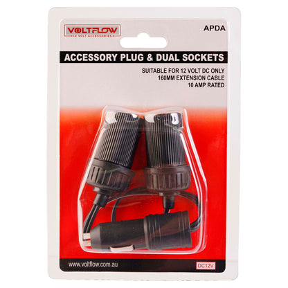 VoltFlow 12V Accessory Plug With Dual Socket Outlet