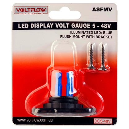 VoltFlow 12V Volt Gauge Flush Mount with Blue LED