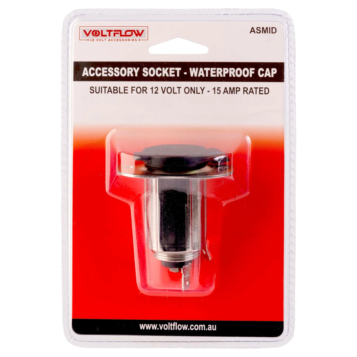 VoltFlow 12V Metal Accessory Socket With Water Proof Cap 15Amp