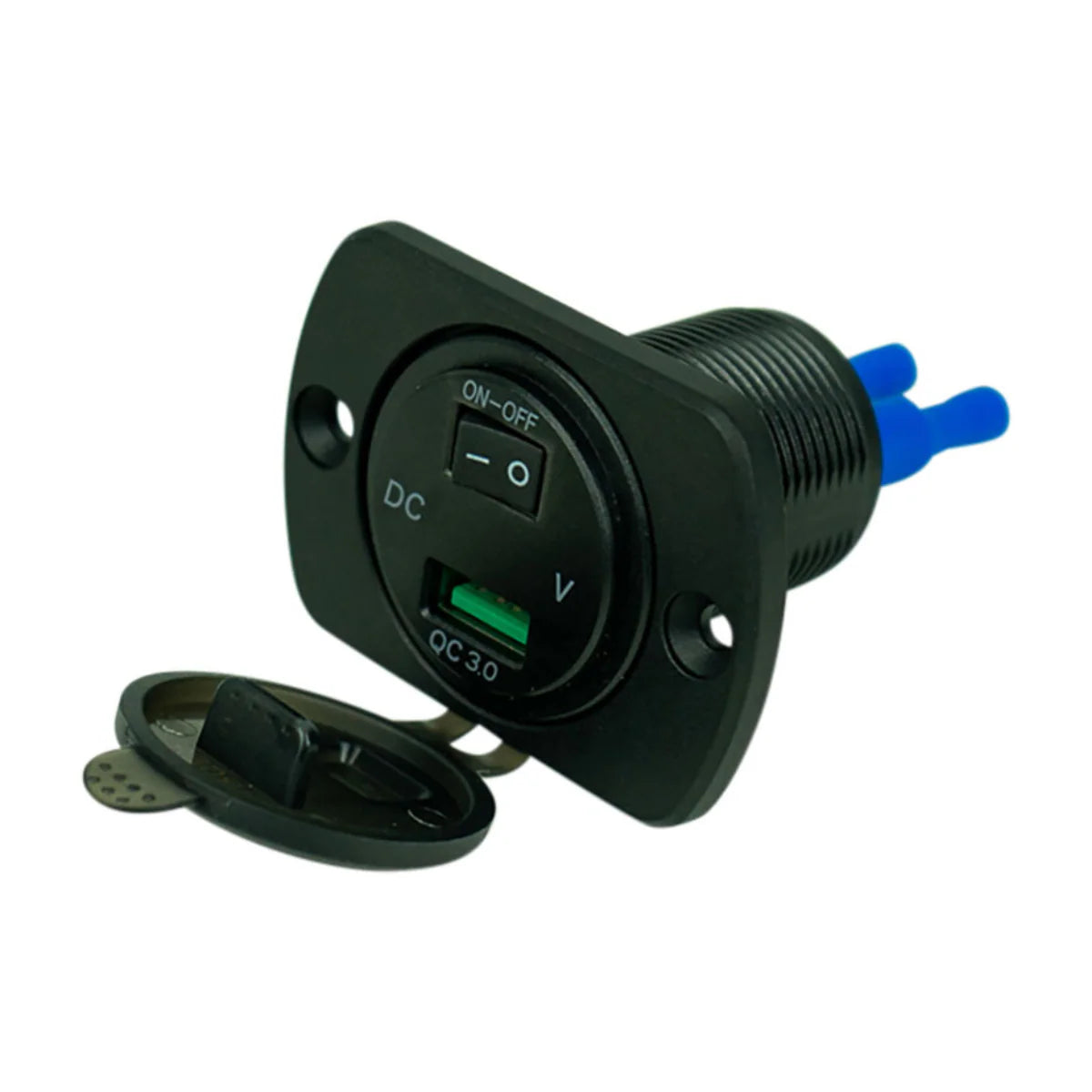 VoltFlow 12V Volt Gauge Flush Mount with USB and Switch with Red LED
