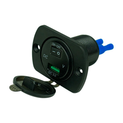VoltFlow 12V Volt Gauge Flush Mount with USB and Switch with Red LED