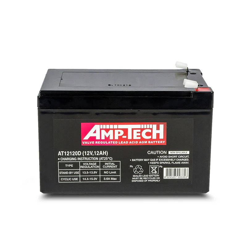Amp-Tech AT12120D VRLA/AGM Deep Cycle Battery (12V, 12Ah)
