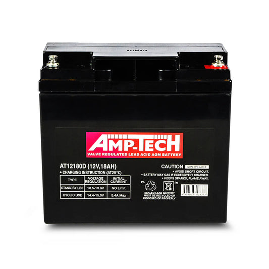 Amp-Tech AT12180D VRLA/AGM Deep Cycle Battery (12V, 18Ah)