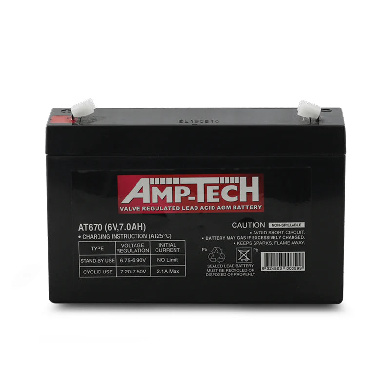 Amp-Tech AT670 SLI/AGM General Purpose Battery (6V, 7.0Ah)