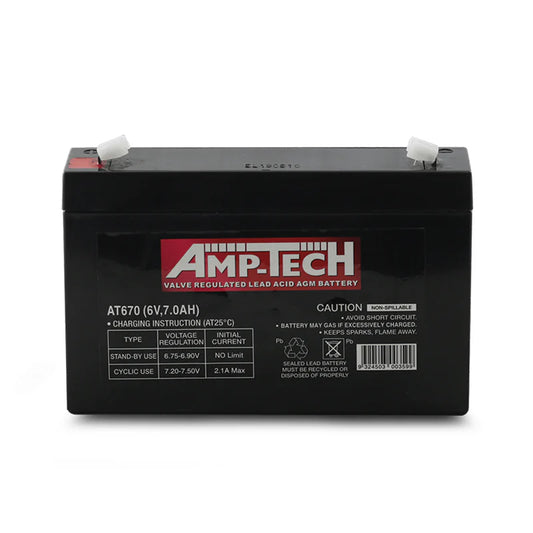Amp-Tech AT670 SLI/AGM General Purpose Battery (6V, 7.0Ah)
