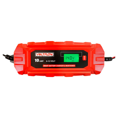 Voltflow 10Amp Smart Battery Charger & Maintainer 6-12V 10-Stage Lithium Capable