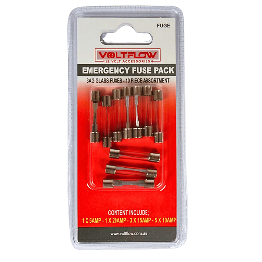 VoltFlow Emergency Glass Fuse Pack 10 Piece