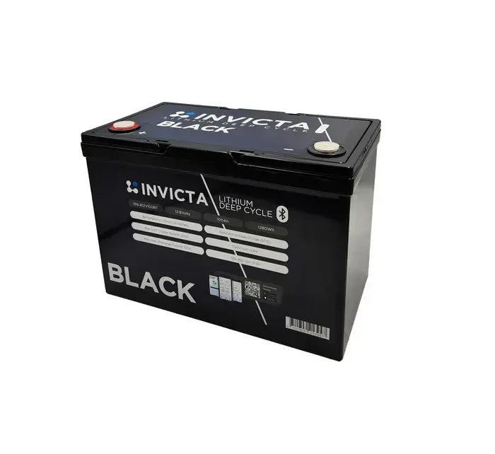 Invicta Black 12V100AH Bluetooth Lithium LiFePO4 Battery