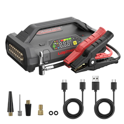 LO-JA301PRO LOKITHOR Essential 4-in-1 Jump Starter Pack 2500A + Digital Air Pump Compressor + LED Torch + USB Power Bank