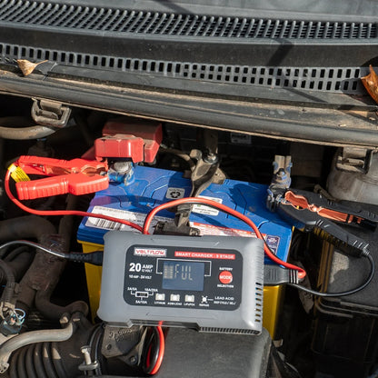 Voltflow 20Amp Smart Battery Charger & Maintainer 12-24V 9-Stage Lithium Capable - Multi Amp - High Output - Fan Cooled