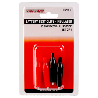 VoltFlow Alligator Clips 12V 10Amp Insulated 4 Piece