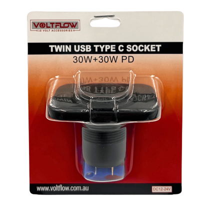 VoltFlow Twin USB Type C Fast Charger 30W