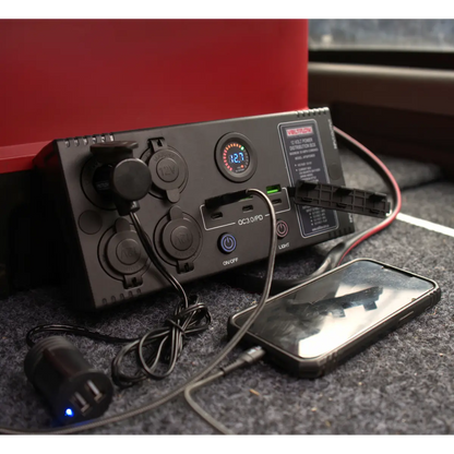 VoltFlow 12V Power Extension Box 50Amp with Anderson, USB & Cig Sockets