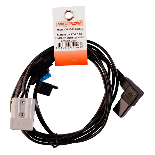 VoltFlow 12V Anderson Style Plug to Engel Fridge Plug 3metre With 15A Fuse